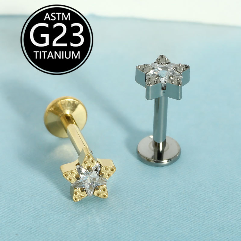 Labret piercing jewelry detail image