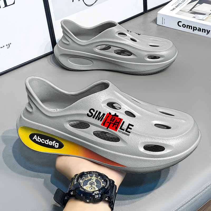 Zapatos con agujeros de coco transfronterizos para hombres en verano, sandalias todo incluido con suela suave pisando mierda, sandalias de playa antideslizantes para exteriores