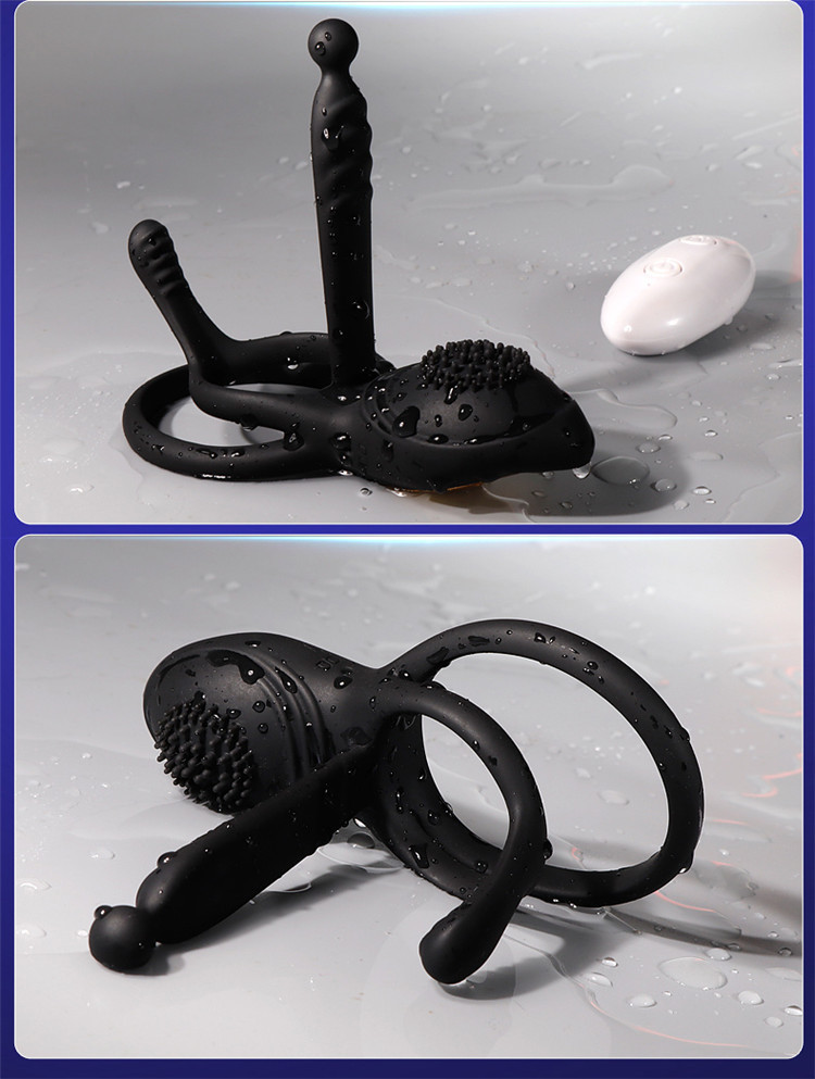 Remote-Control Vibrating Lock Ring, Dual-Motor Couples Cock Ring, Purple Silicone — detail image 20