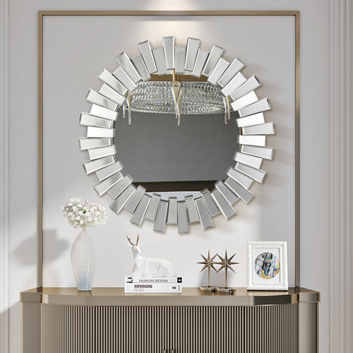  New Light Luxury Bathroom Mirror European and American Style Glass Mosaic Entrance Decor Mirror Large Wall Mirror Modern Art Mirror