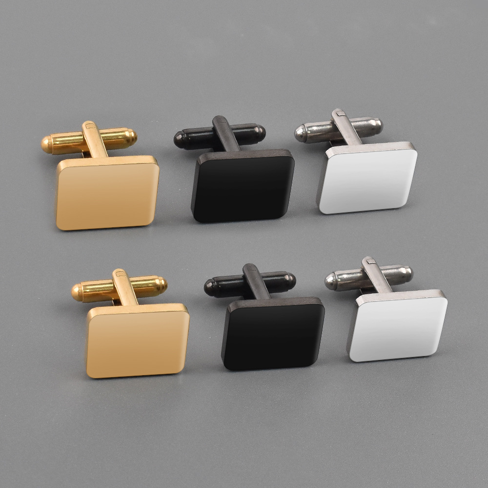 Aliexpress Cross-Border New Stainless Steel Mirror Polished Square Cufflinks French Business Shirt Tie Clip Men's Ready Stock