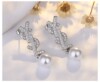 South Korean silver needle, golden small goods, earrings with bow from pearl, silver 925 sample, 18 carat, simple and elegant design