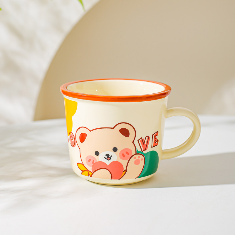 Diseño de nicho de oficina taza de agua, taza de dibujos animados, taza de marcas de animales, taza de desayuno de leche para parejas