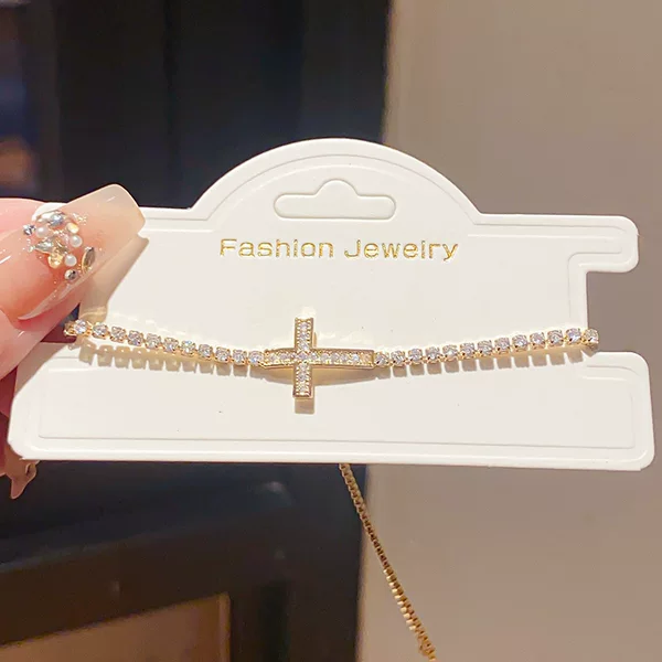 14K Real Gold Electroplated Zircon Oval Bracelet European and American Personalized Design Bracelet Light Luxury High-End Jewelry for Women