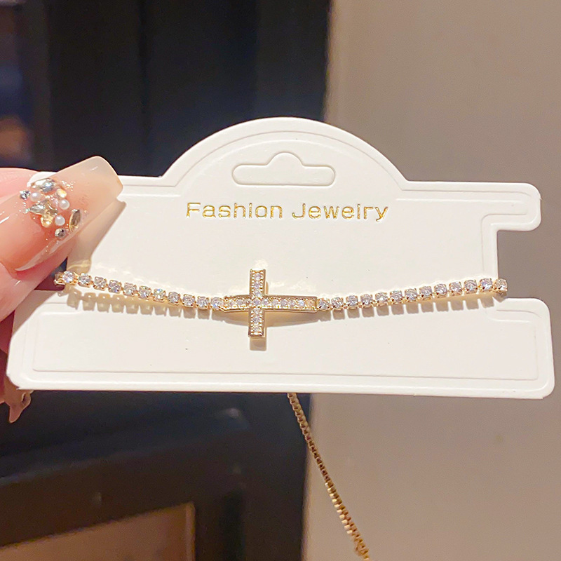 14K Real Gold Electroplated Zircon Oval Bracelet European and American Personalized Design Bracelet Light Luxury High-End Jewelry for Women