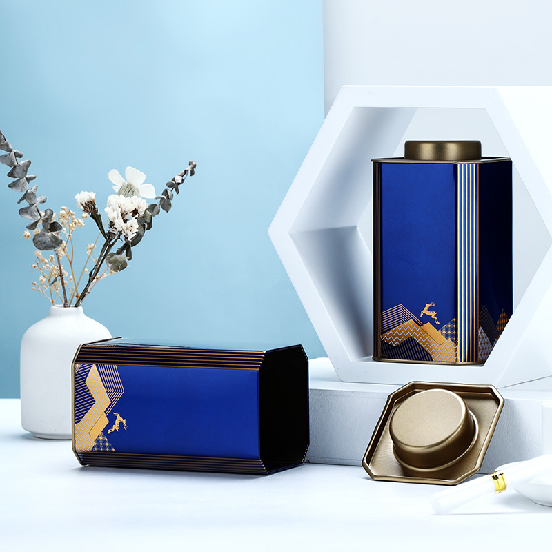 八角铁罐茶叶包装罐现货批发红茶铁观音密封罐精美铁盒马口铁盒