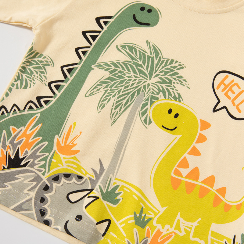Otoño ropa para niños camisa para niños camiseta al por mayor dibujos animados para niños dinosaurio coreano ropa transfronteriza para bebés