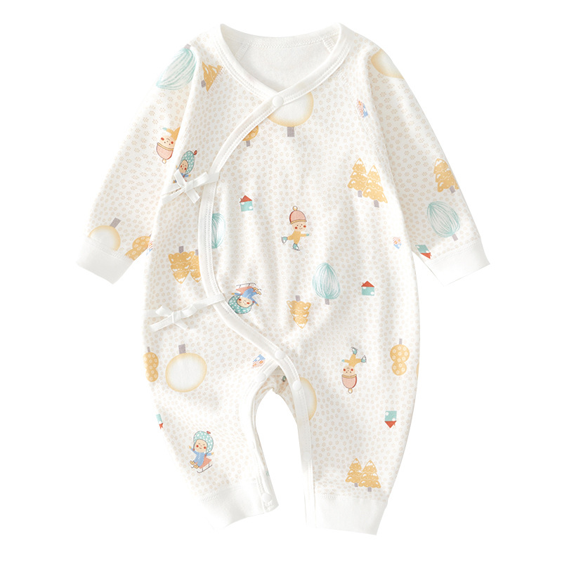 갓 태어난  점프 수트 클래스 순면 뼈없는  사계절 나비 옷 긴 소매 등반 옷  옷 59