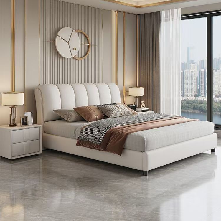 New Italian-Style Modern Minimalist Internet Celebrity Bed Master Bedroom Light Luxury Leather Art Bed 1.5m Home Small Apartment Storage Bed
