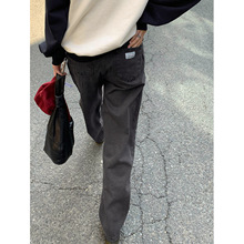 【现货】2025年秋季新品韩国东大门复古通勤碳灰色牛仔裤PT16154