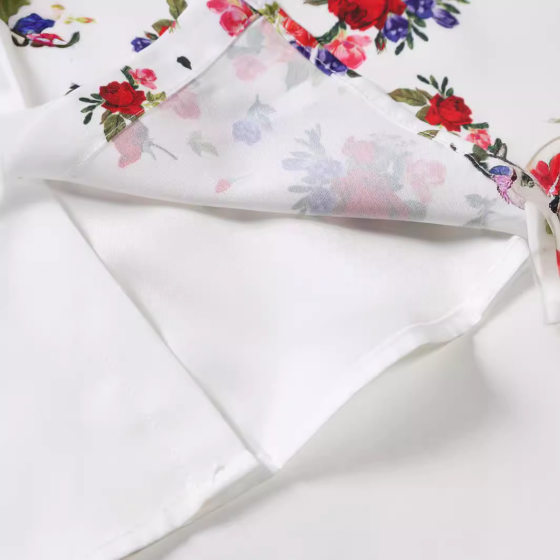 Cross-border European and American men's new shirt white floral color matching 3D digital printing fashion short sleeve lapel top