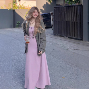 Slightly Fat Plus Size Knitted Suspender Dress Summer Slimming Large Skirt Slimming Elegant Gentle Lady Ankle Length Skirt