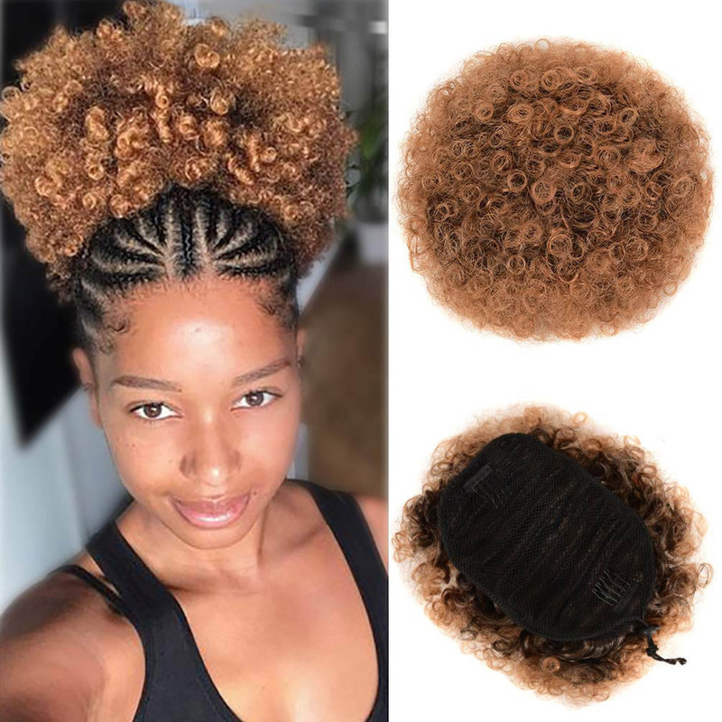 欧美非洲黑人爆炸头假发大发包蓬松卷Afro Puff Kinky Curly 假发|undefined
