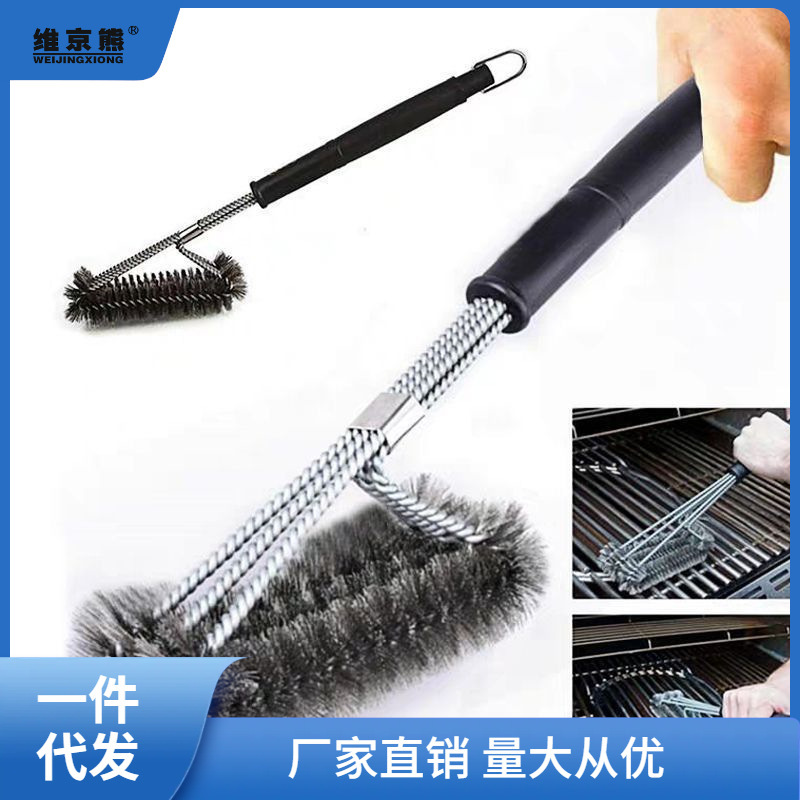 不锈钢烧烤清洁刷大型烧烤架刷子钢丝刷烧烤网清洁刷烤网清垒德株
