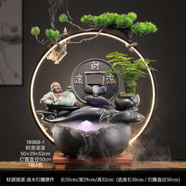 创意招财弥勒流水摆件客厅摆饰循环水喷泉办公室桌摆乔迁开业礼品