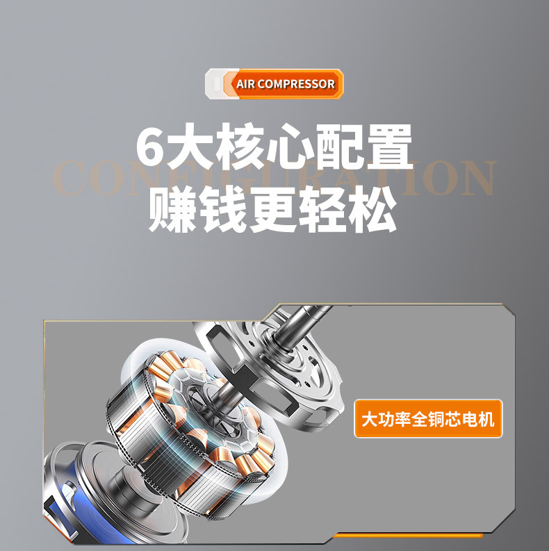 Oil-free silent air compressor, air compressor, high-pressure air pump, piston compressor, high-power electric motor, diesel engine