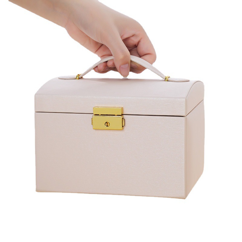 Tres capas transfronterizas pu caja de joyería de cuero doble cajón caja de joyería princesa caja de joyería al por mayor
