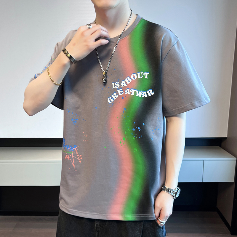 Cotton short sleeve T-shirt for leisure for students