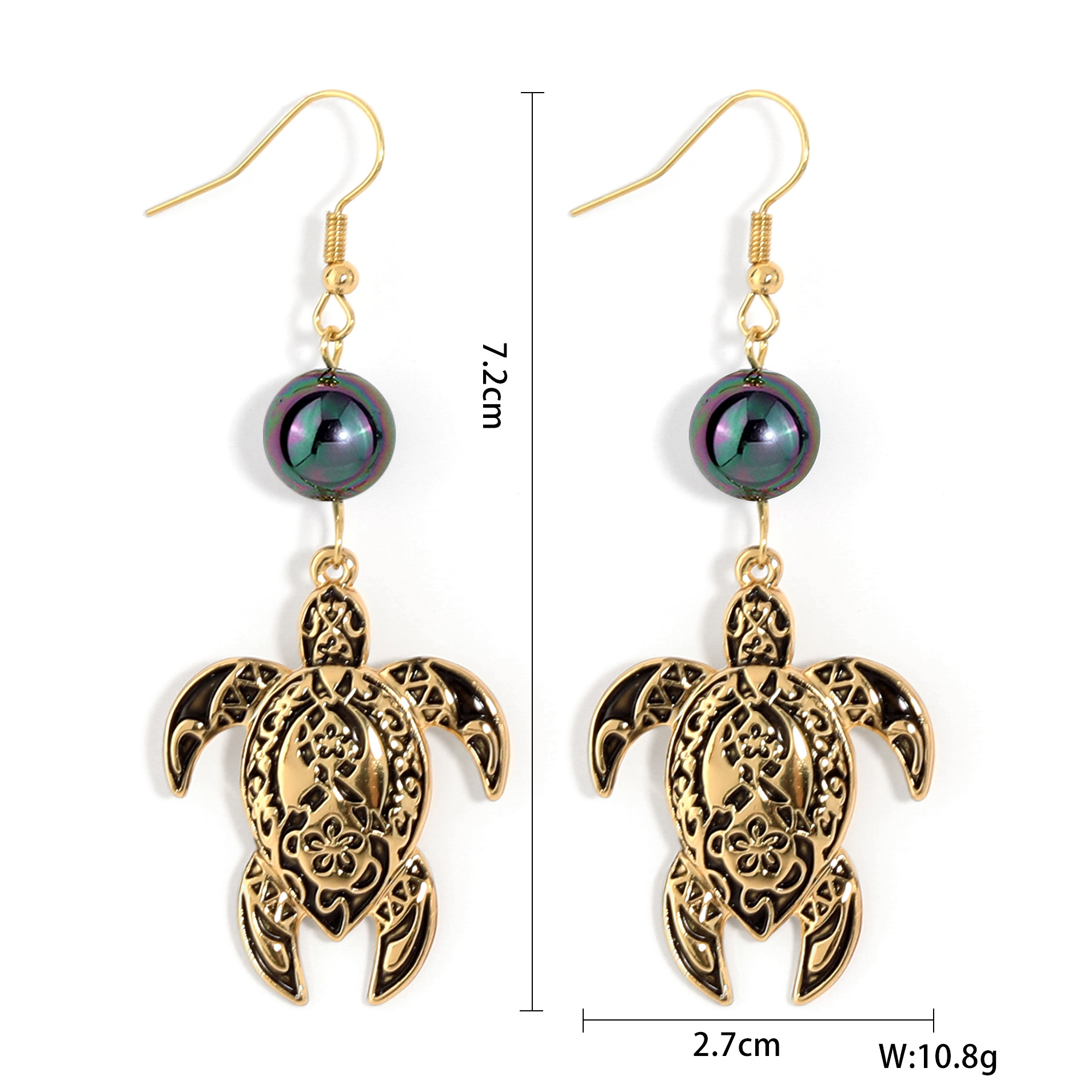 1 Pair Ethnic Style Tortoise Alloy Shell Drop Earrings display picture 2