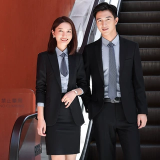 商务正装女西装两件面试工作服黑色长袖职业装女士小西服套装批发