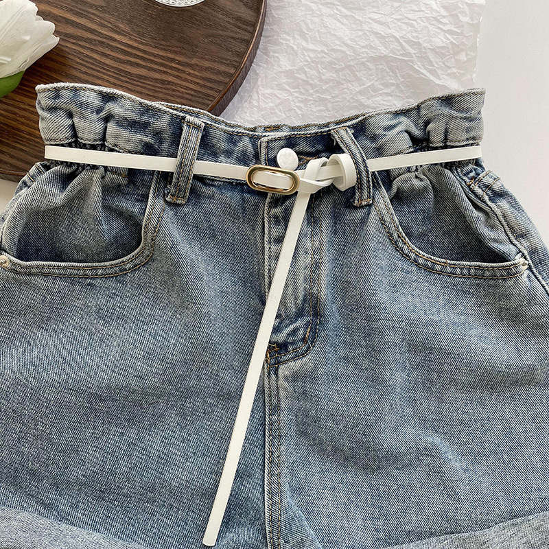 Nuevo cinturón de mujer hebilla cuadrada cinturón sin agujeros camisa de vestir de moda de mujer Cinturón fino de todos los partidos cinturón ajustable pantalones cinturón