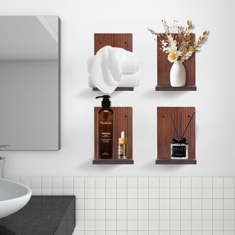 2-Piece Set of L-Shaped Floating Shelves, Small Wall Shelves, Wooden Display Shelves for Living Room, Gallery, or Porch Decoration 2-Piece Set of L-Shaped Floating Shelves, Small Wall Shelves, Wooden Display Shelves for Living Room, Gallery, or Porch Decoration