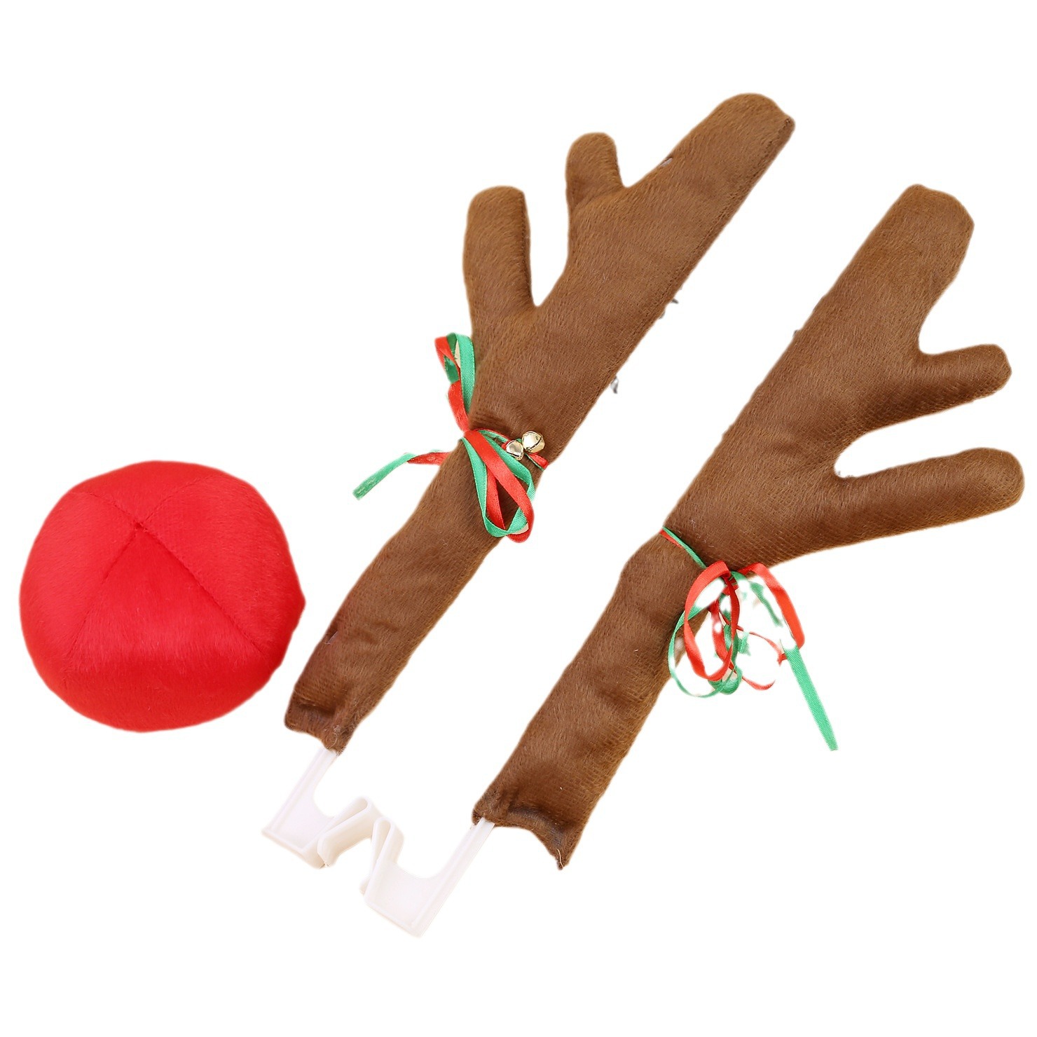 Cruzar la frontera de color marrón oscuro coche astas corta felpa coche decoraciones de Navidad Venta caliente escena accesorios de decoración