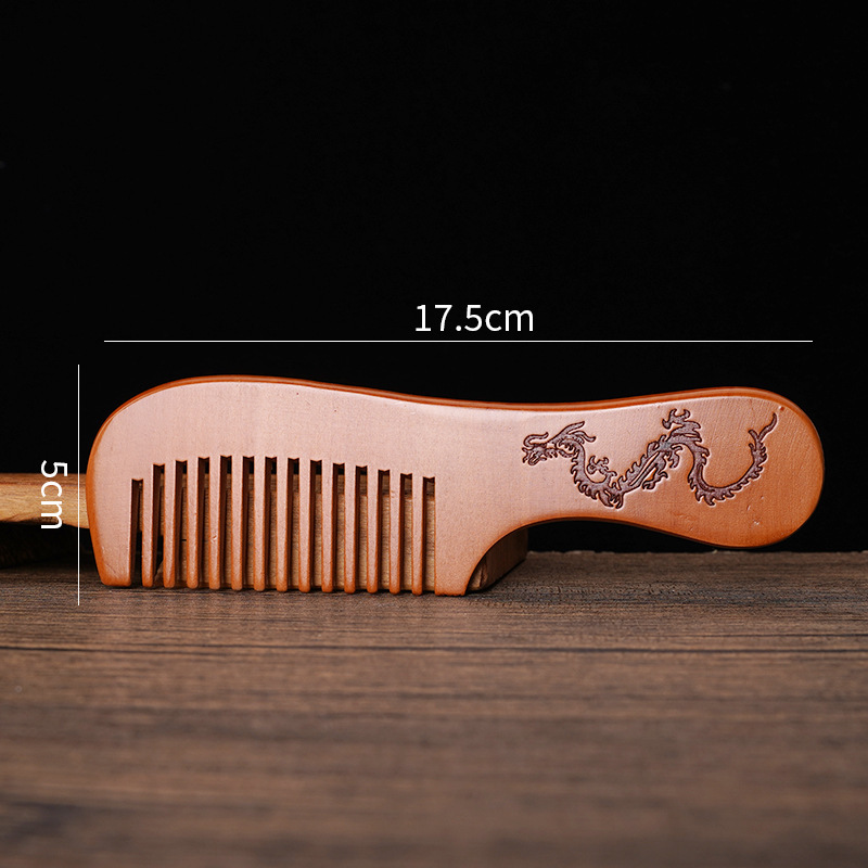 桃の木の櫛ロングハンドル細歯ストレートヘアコーム木製櫛ギフト桃の木の櫛ポータブル初年度ギフト木製櫛彫刻ロゴ輸出|undefined
