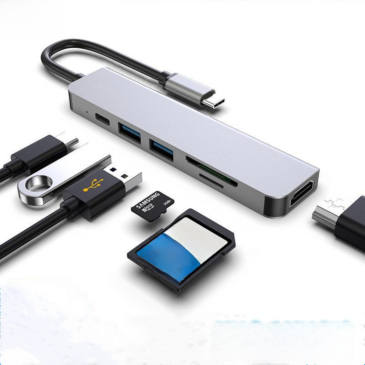 跨境 type-c擴展塢 usb3.0六合一 4K高清DP/TF/SD筆記本拓展塢