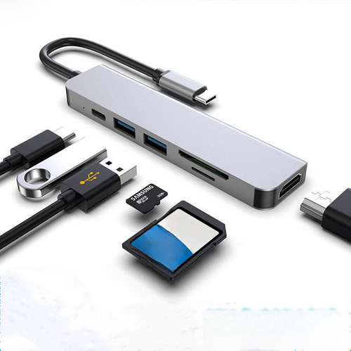 Cross-border Type-C Expansion Hub USB 3.0 Six-in-One 4K High-Definition DP/TF/SD Laptop Docking Station