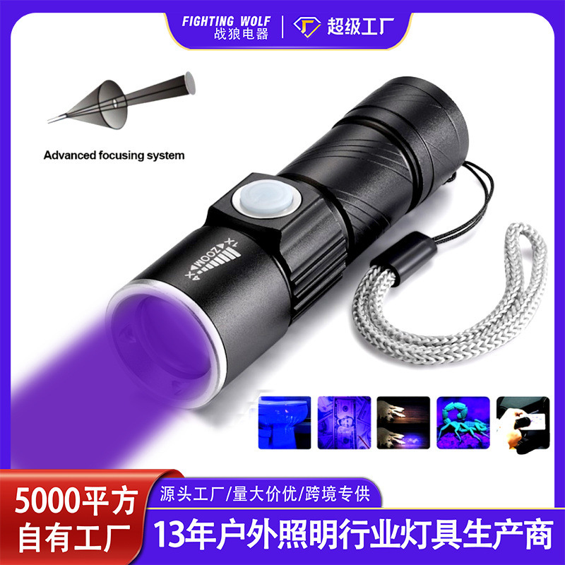 Wood's Lamp for Cat Moss, Urine, Tinea Fungus Detection Flashlight Uv Ultraviolet Fluorescent Agent Purple Light Banknote Detector Lamp