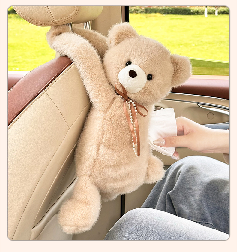 Creative Car Tissue Box, Car Tissue Holder, Hanging Type, High-End, Cute Cartoon Car Interior Decoration Tissue Hanging Bag
