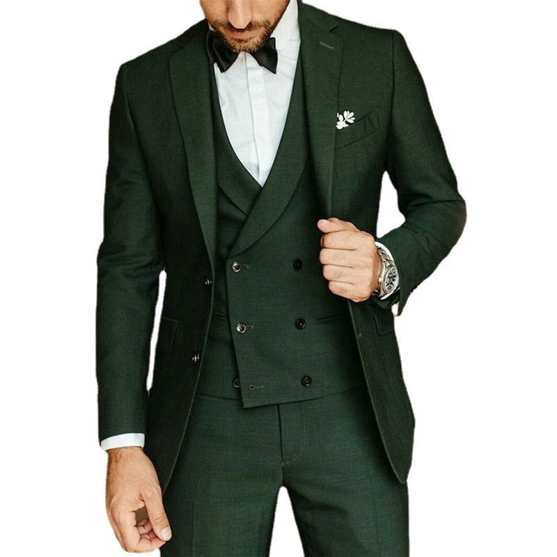 Nuevo novio minimalista tuxilleros de fiesta set de chaqueta casual delgada set de tres piezas