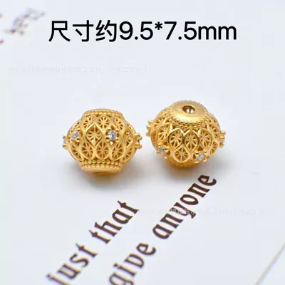 S925 Silver Electroplated 24K Gold: Zərgərlik ara hissələri - white-diamond-lantern-spacer-beads