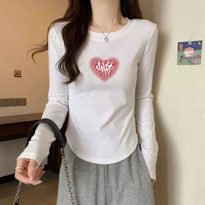 螺纹棉长袖t恤女小众设计感下摆不规则春秋季修身百搭打底衫上衣|undefined