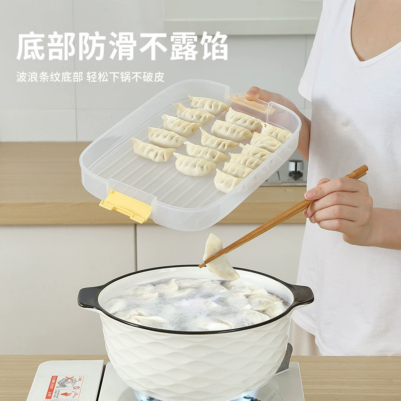 Dumpling Storage Box, Food-Grade PP, Transparent Stackable 1–4 Layers, Refrigerator Safe