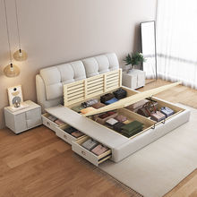 kq现代简约奶油风主卧床双人1.8x2米床静音床1.5米实木婚床包邮入