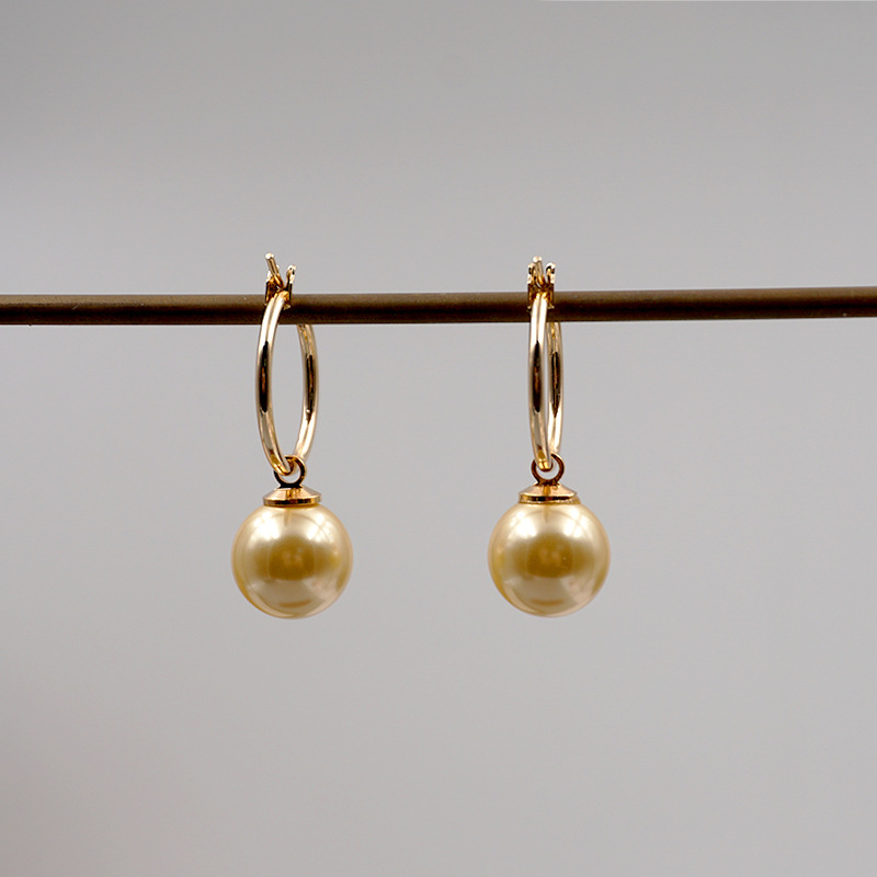 Daily Occasion Imitation Pearl, Ferroalloy Material Round Pattern Geometric Imitation Pearl Titanium Steel Copper Elegant Simple Style 304 Stainless Steel Earrings Necklace