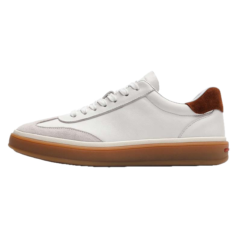 [Cuero de vaca de cabeza] cuero de moda versátil con suela suave de superficie suave de negocios deportivos casuales zapatos blancos cómodos