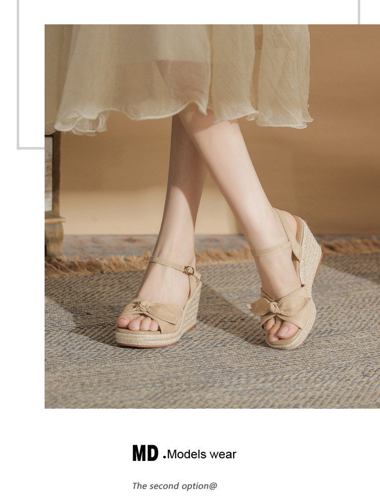 Sandal cao gót nữ hở mũi đế xuồng đan thừng gót 9 cm — Xanh lá cây nhạtcolor chi tiết 12