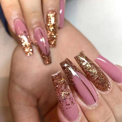 Ballet full-length shiny gold glitter wearable nail stickers detachable nail decals finished nail trendy nail