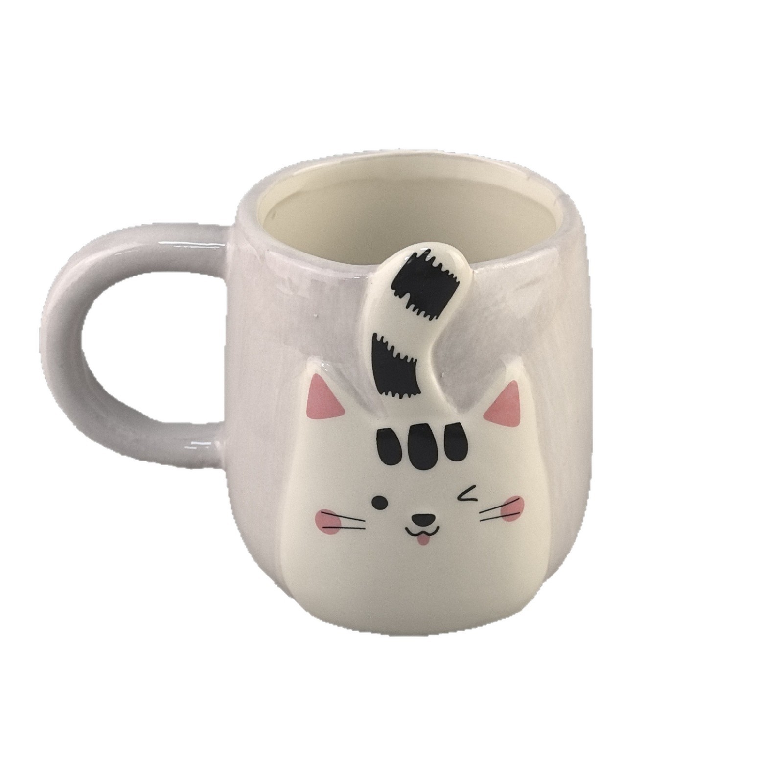 Fresco estilo japonés de dibujos animados para gatos tazas de cerámica encantadora taza de oficina con cucharas de cubierta taza de agua para parejas