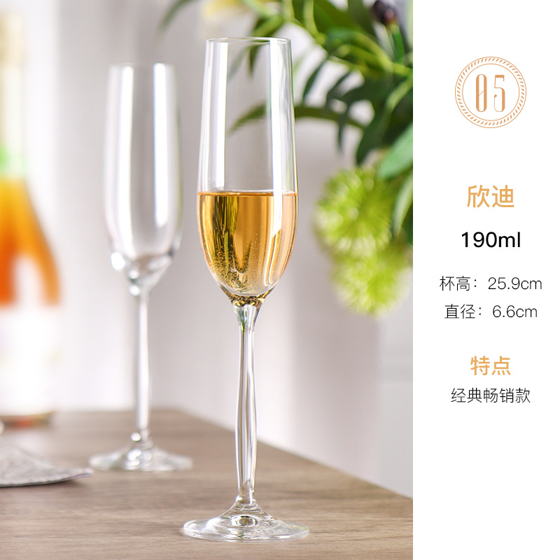 Ventaje de alto valor simple de importación checa sin plomo cristal taza de champagne taza de pies altos taza de champagne europea en forma de tulipan