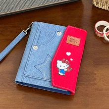 新款Hellokitty牛仔双拼护照包可爱kt多功能大钞证卡机票零钱收纳