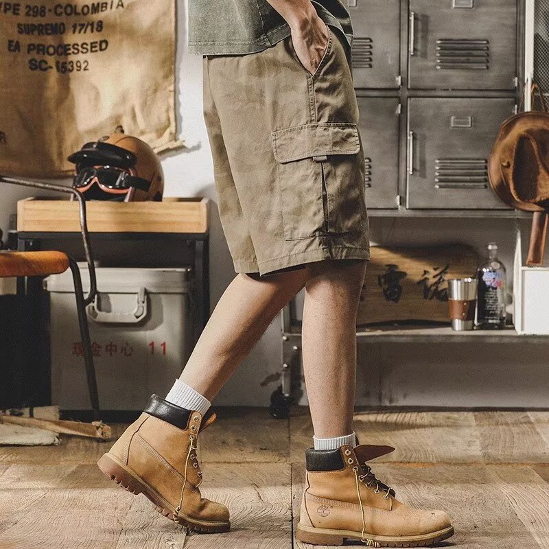 Textured Work Shorts for Men 2026 Summer Japanese Retro Loose Quick-Drying Sports Pants Casual Running Shorts