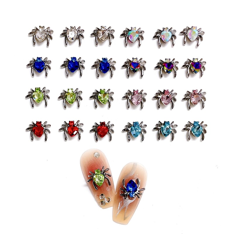 Cross-border hot color spider diamond three-dimensional alloy Croheart nail jewelry handmade DIY wear armor wholesale