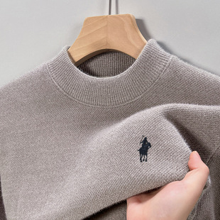 Middle-aged men's fleece-lined thick sweater winter new warm fashion half high collar sweater base coat wholesale