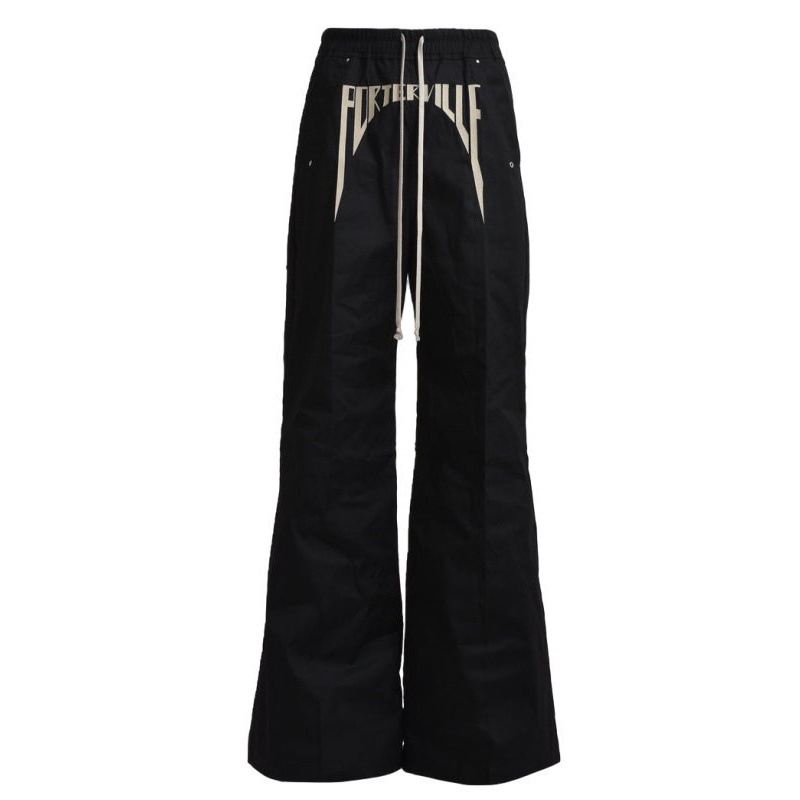 Dark Slogan Embroidered Silk Twill Wide Leg Straight Leg Loose Trousers mid Waist Long Pants Non-Stretch Care_mkmklike.com