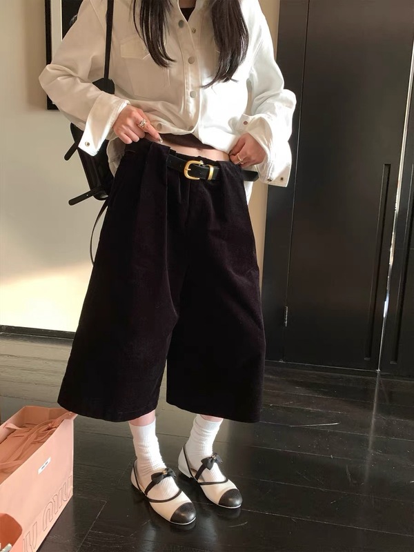欧阳灯芯绒休闲裤女秋季新款复古阔腿裤拖地长裤宽松直筒裤子|undefined