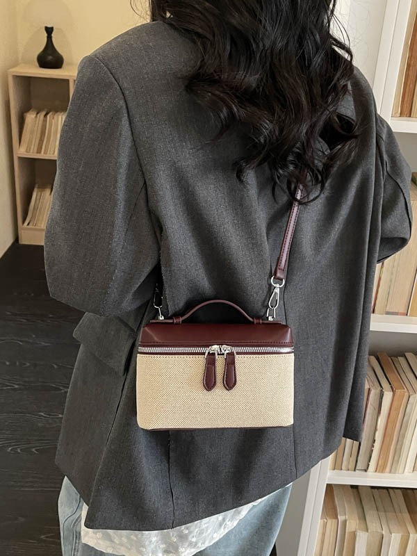 2026 cross-border nuevo retro bolso de mano casual alta textura de color contrastante empalme de moda versátil bolso de mochila